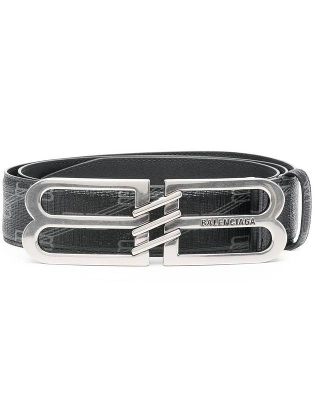 Luxury Balenciaga Trending 2025 BB Signature Monogram Canvas Leather Belt Black