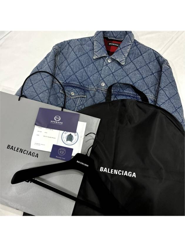 Luxury Balenciaga Trending 2025 46 Men s Jacquard Oversized Quilted Padded Denim Trucker Jacket