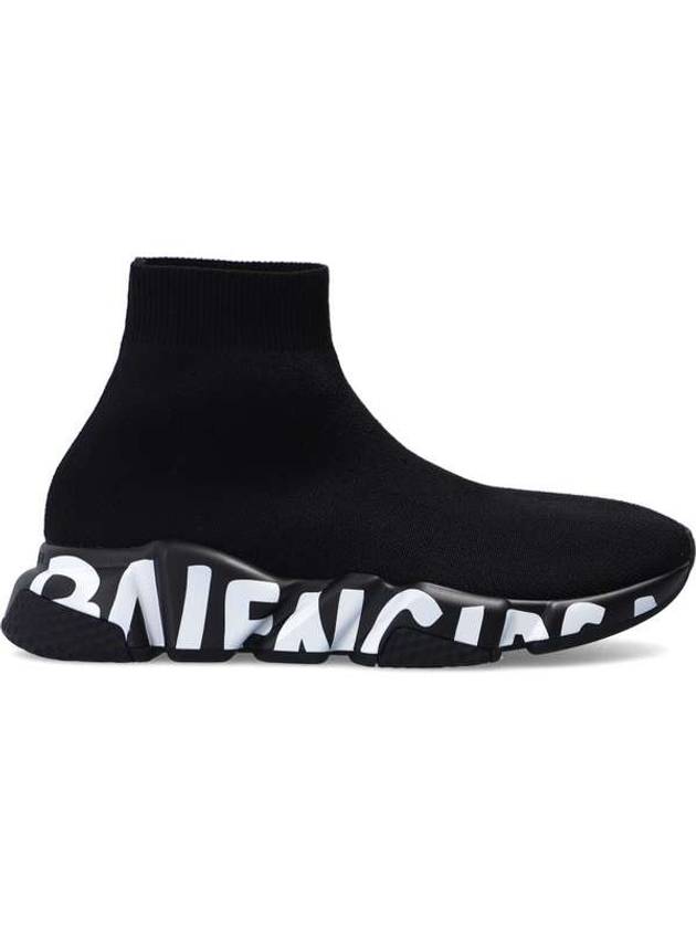Luxury Balenciaga Trending 2025 Speedrunner Graffiti Logo Sole High Top Sneakers Black White