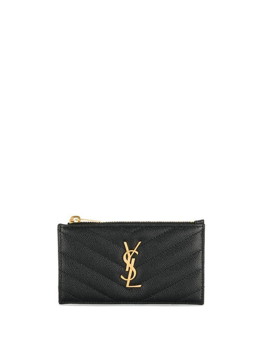 Luxury Saint Laurent Trending 2025 Women's Smooth MatelassÃ© Leather Card Case in Nero | 607915BOW01