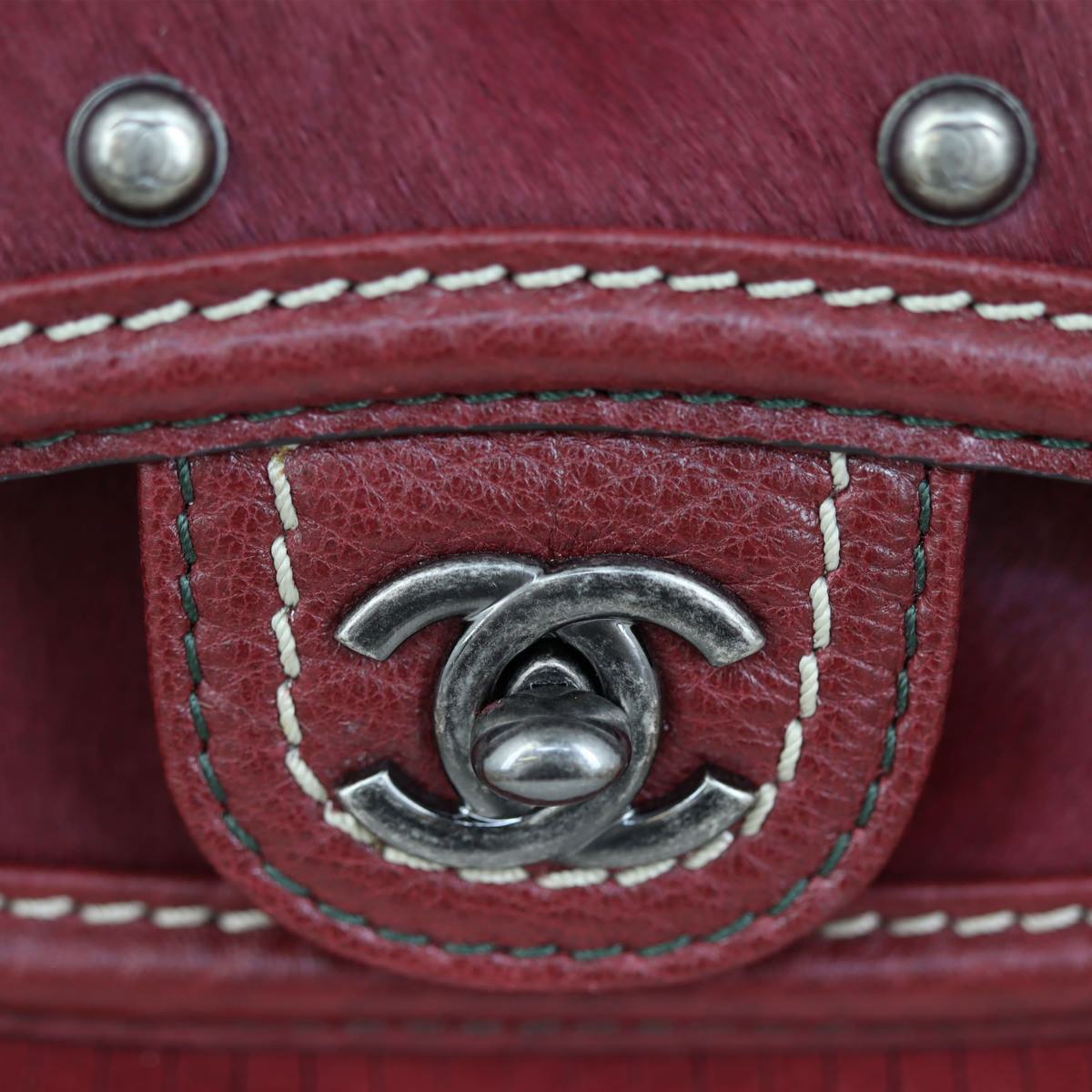 Chanel Pony Hair and Leather Paris-Dallas Bowling Fringe Bag | Burgundy