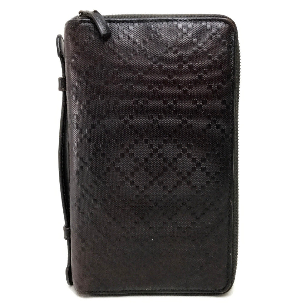 GUCCI Long Wallet Purse 269883 leather Dark brown Diamante Travel case unisex(Unisex)