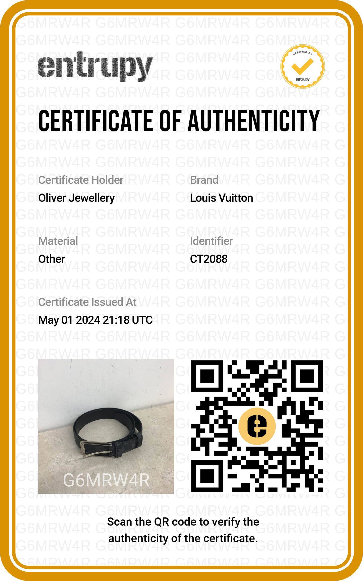 Louis Vuitton Damier Graphite 30 MM Belt, Size 90 36