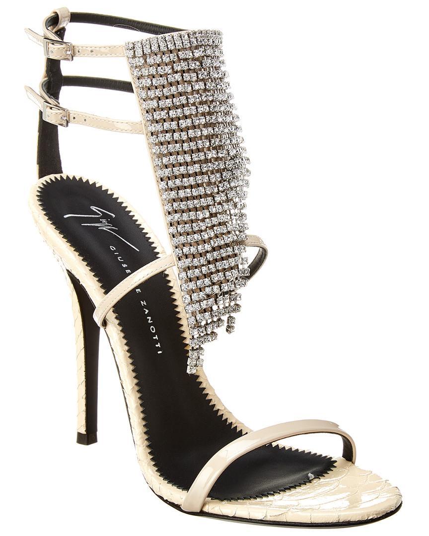 GIUSEPPE ZANOTTI ALIEN CRYSTAL PYTHON EFFECT & PATENT LEATHER SANDAL