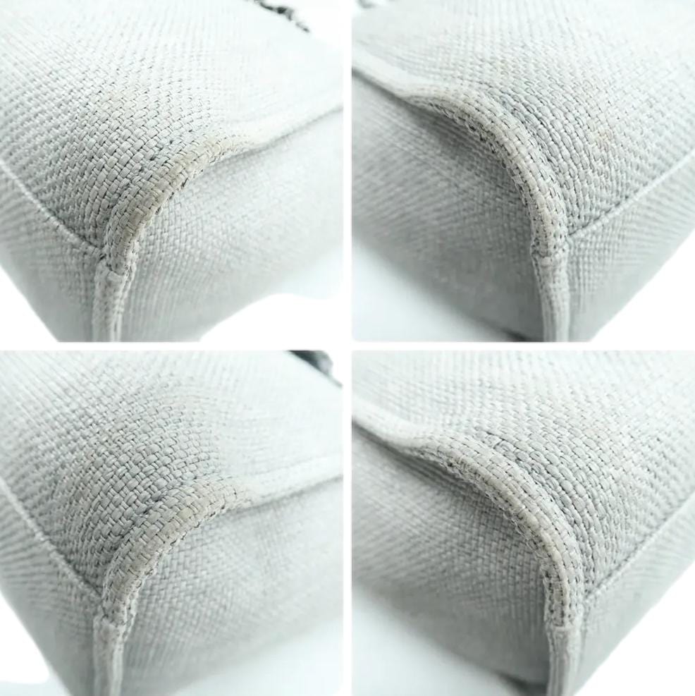 CHANEL Deauville Small Canvas Leather Tote Shoulder Bag White
