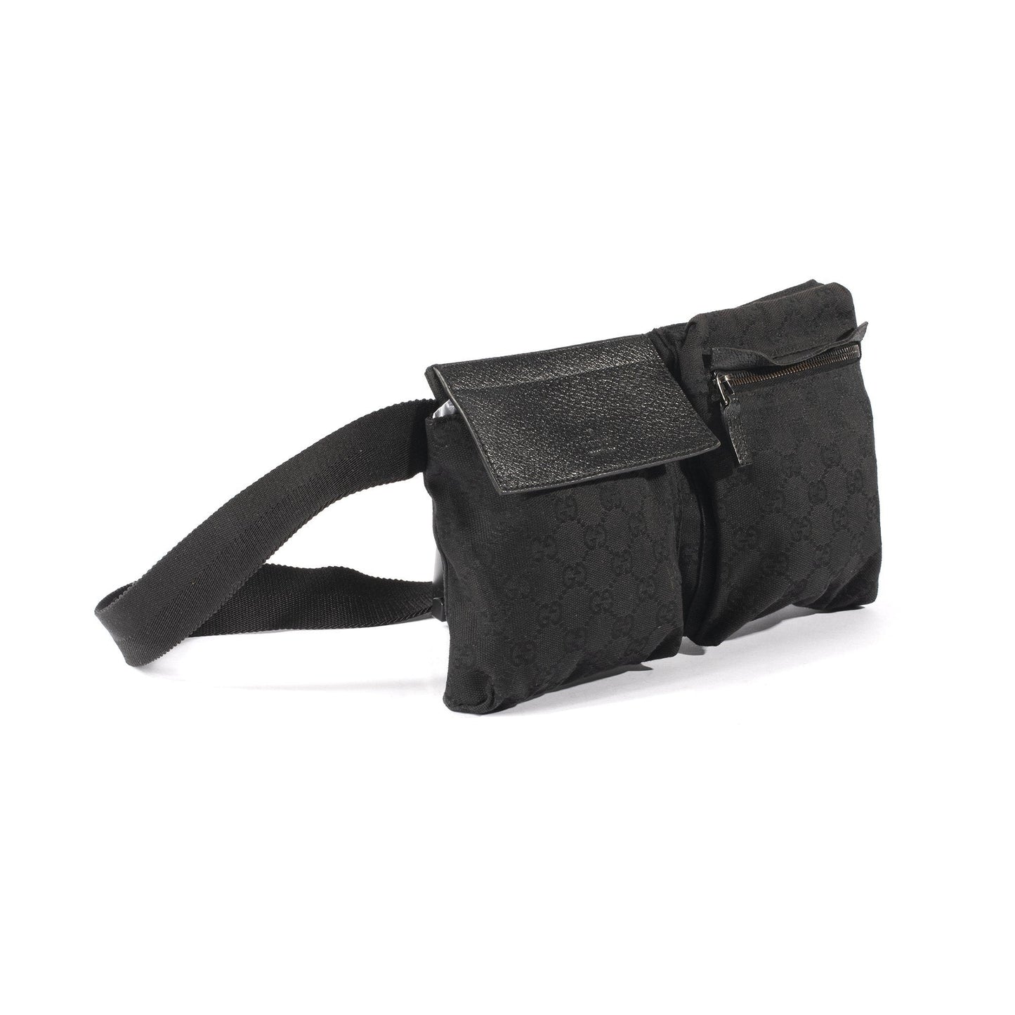Gucci Black GG Canvas Waist Bag