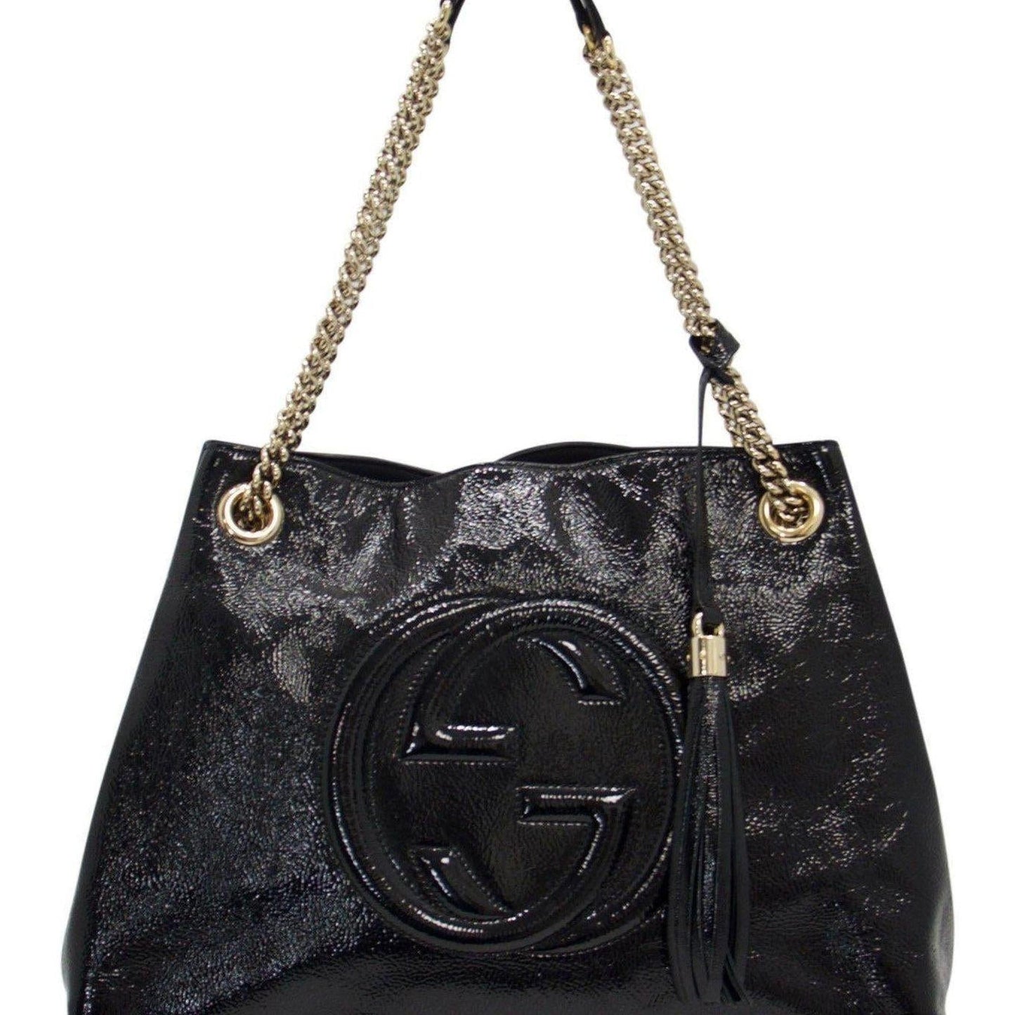 Gucci Black Patent Medium Soho Chain Shoulder Bag