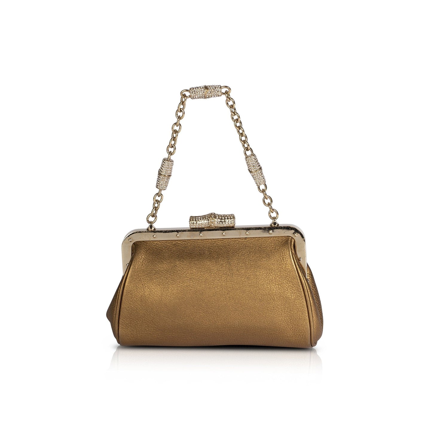 Gucci Crystal-Embellished Bamboo Leather Clutch