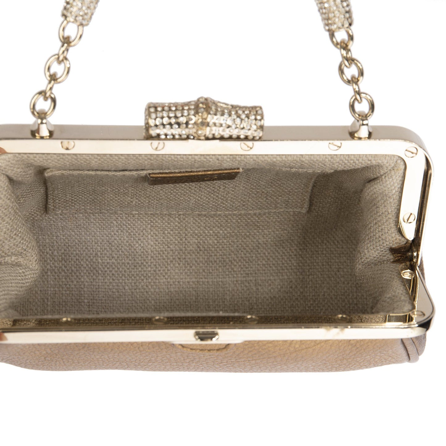 Gucci Crystal-Embellished Bamboo Leather Clutch
