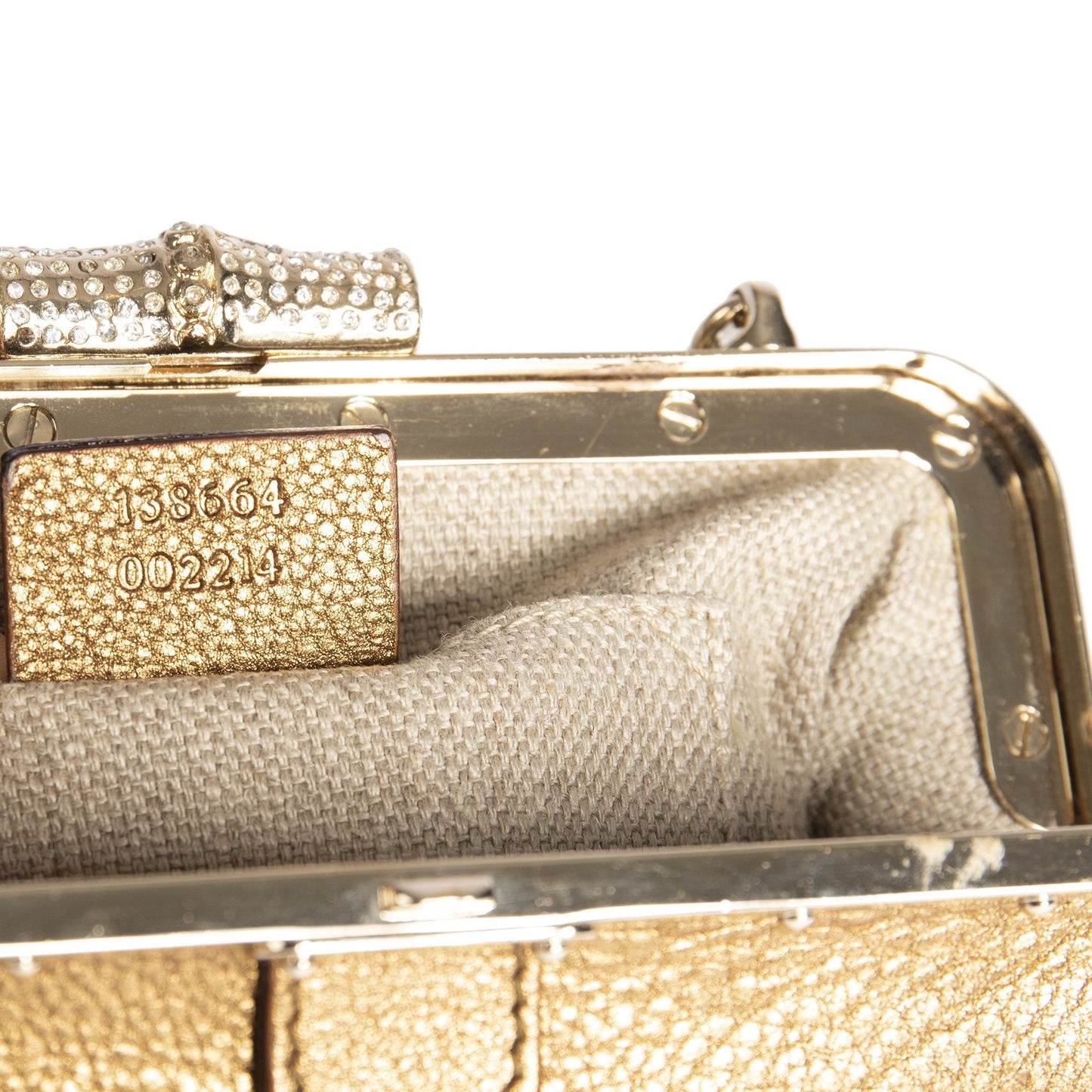 Gucci Crystal-Embellished Bamboo Leather Clutch