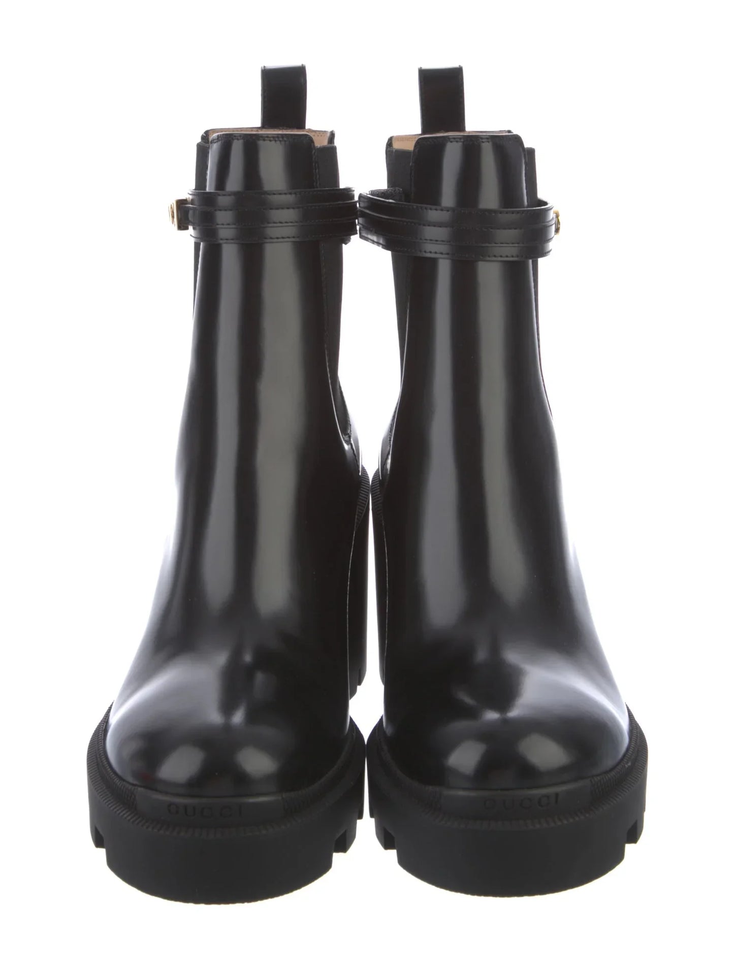GUCCI LEATHER LOGO BOOTIES