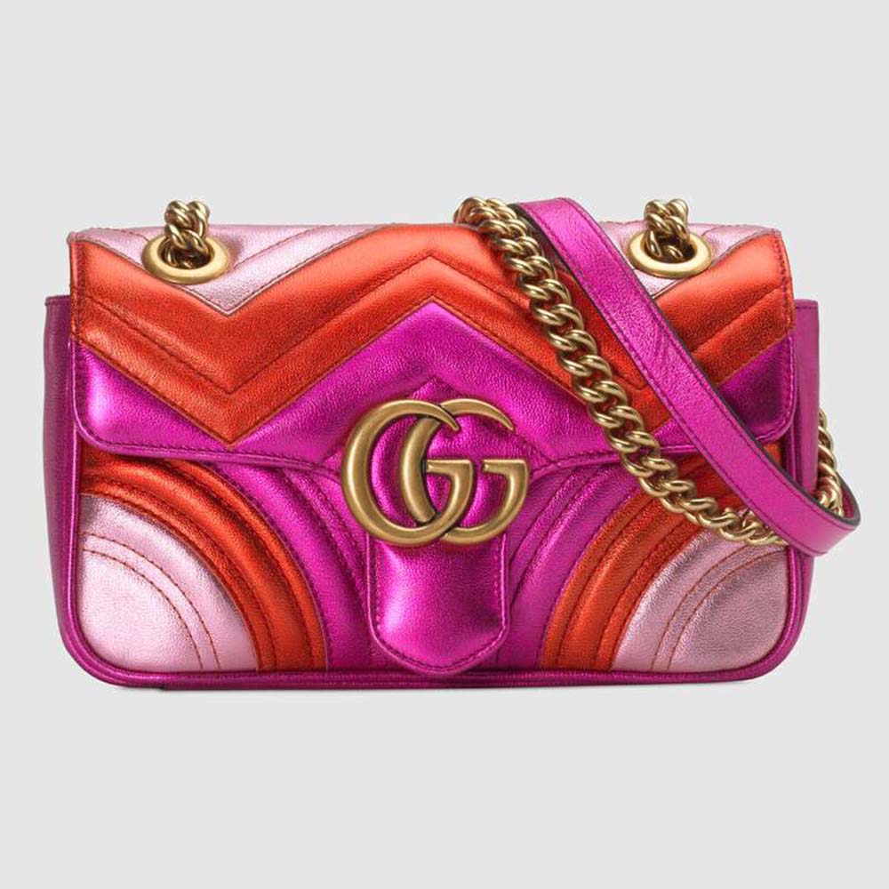 Gucci GG Marmont Mini Shoulder bag Pink and Purple