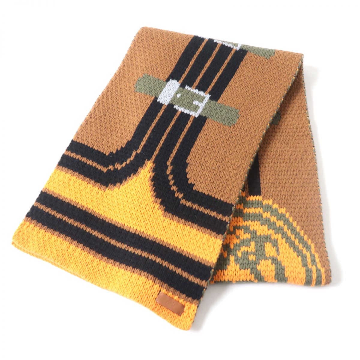 HERMES Scarf Main: 100% cashmere, Leather part: Cowhide multicolor Women