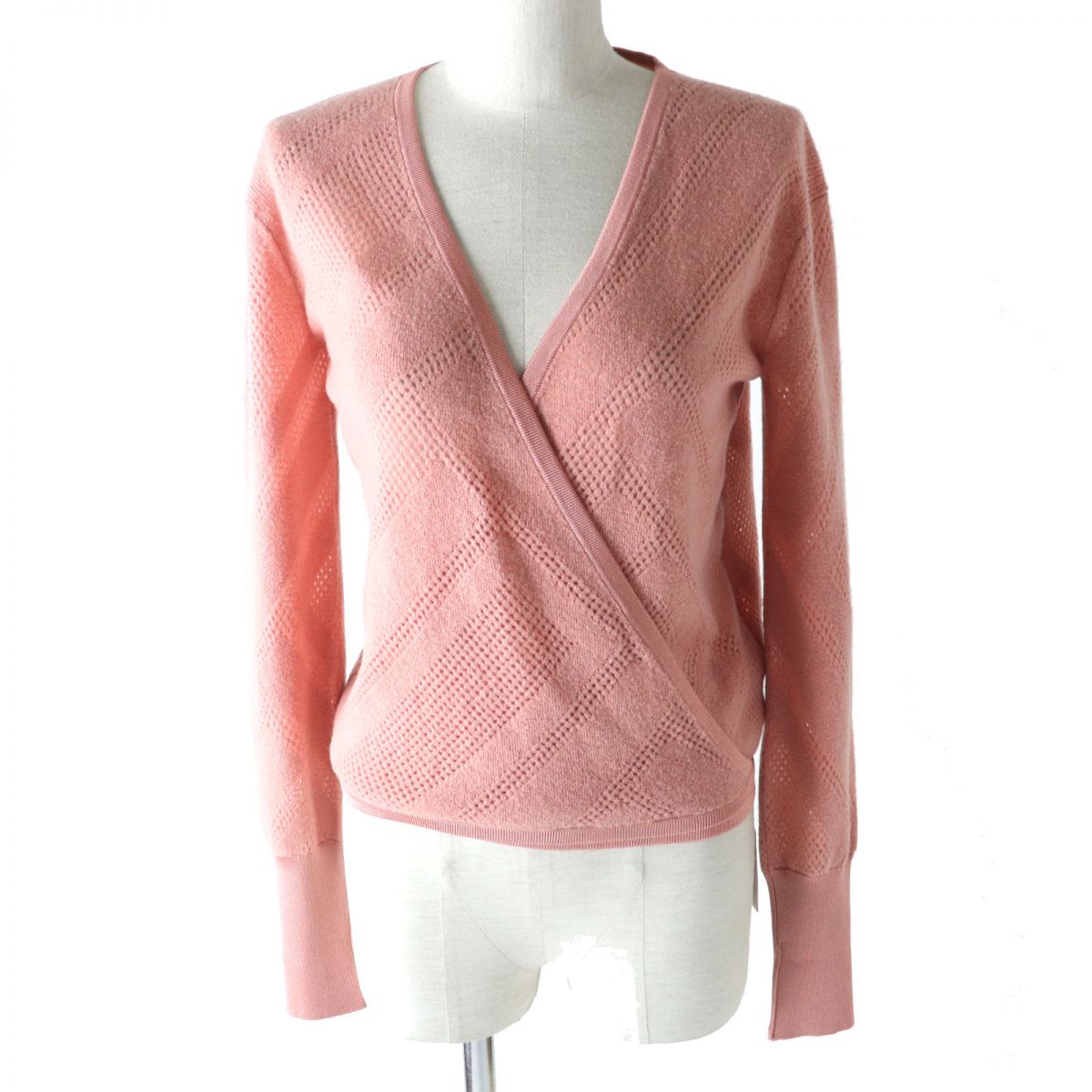 HERMES cardigan Main: 63% wool, Main: 27% nylon, Main: 10% cashmere, Part: 96% silk, Part: 3% nylon Coral pink Women 36