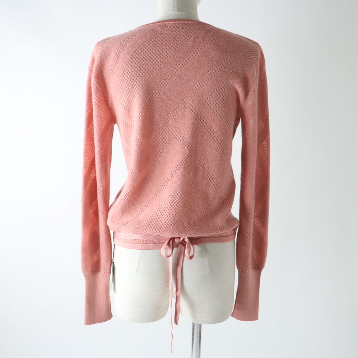 HERMES cardigan Main: 63% wool, Main: 27% nylon, Main: 10% cashmere, Part: 96% silk, Part: 3% nylon Coral pink Women 36