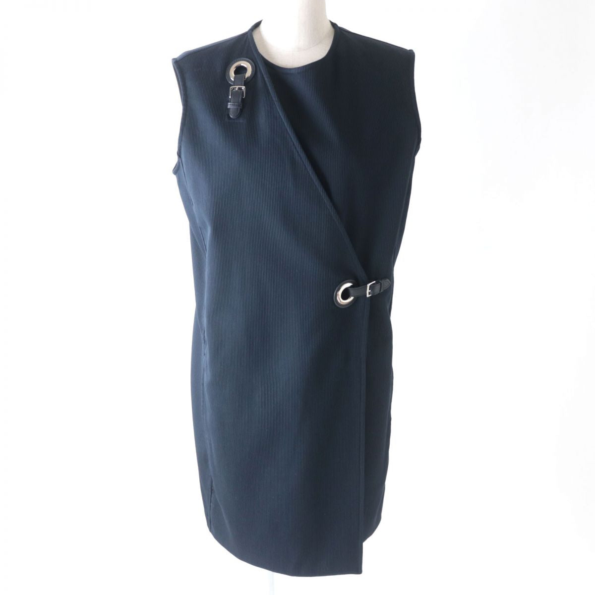 HERMES Vest Main: 100% cotton, Part: Lamb leather, Lining: 100% cotton Navy Women 40