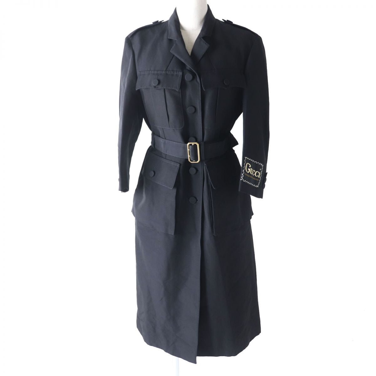 GUCCI coat Outer: 55% cotton, Outer: 45% viscose (rayon), Main: 100% silk, Part: 50% acrylic, Part: 30% polyester black Women