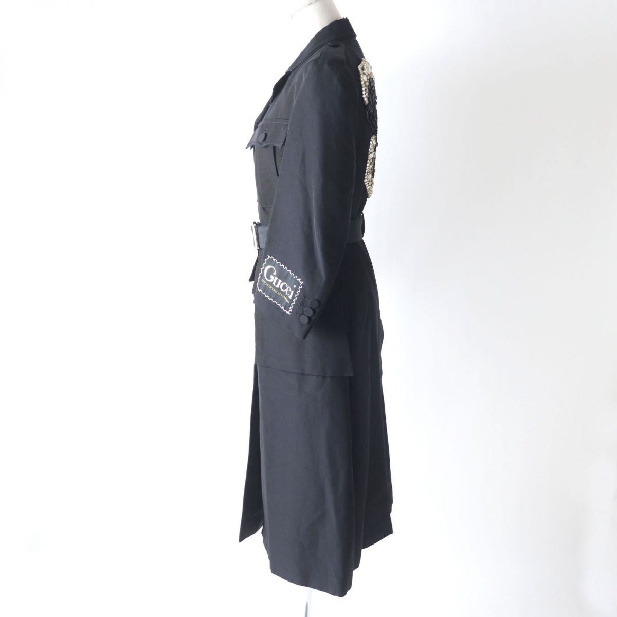 GUCCI coat Outer: 55% cotton, Outer: 45% viscose (rayon), Main: 100% silk, Part: 50% acrylic, Part: 30% polyester black Women