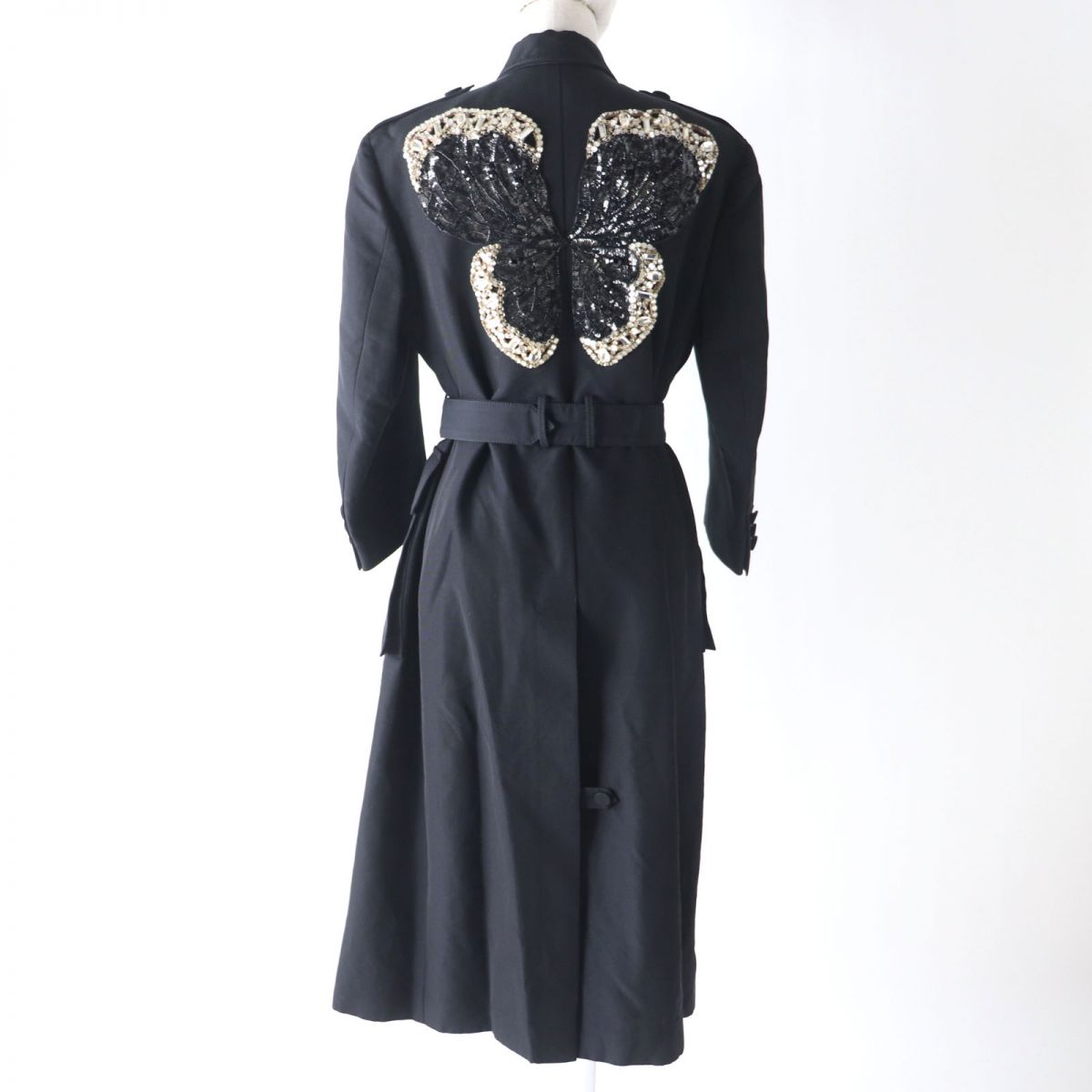 GUCCI coat Outer: 55% cotton, Outer: 45% viscose (rayon), Main: 100% silk, Part: 50% acrylic, Part: 30% polyester black Women