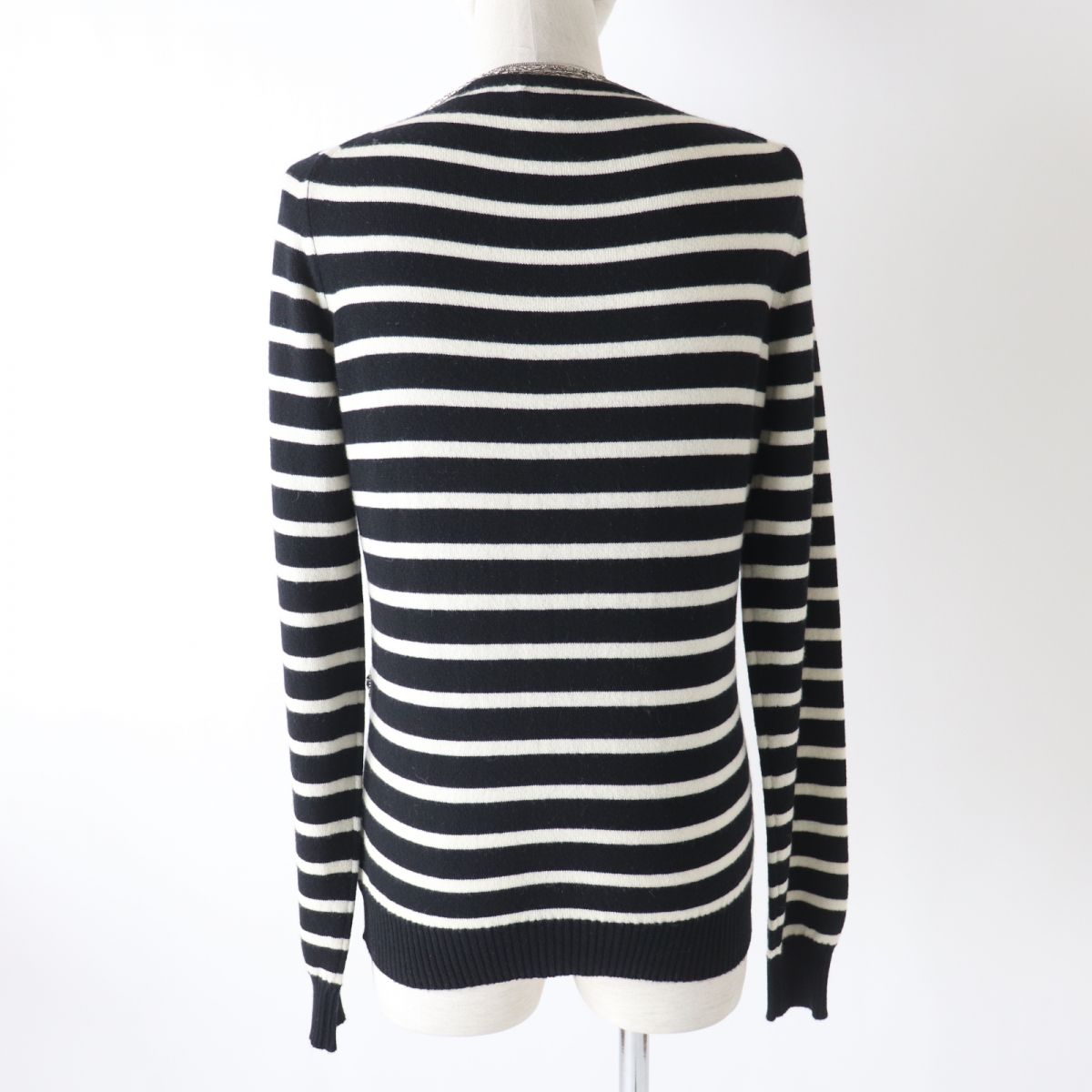 CHANEL knit Main: 100% cashmere Black x white Women 38