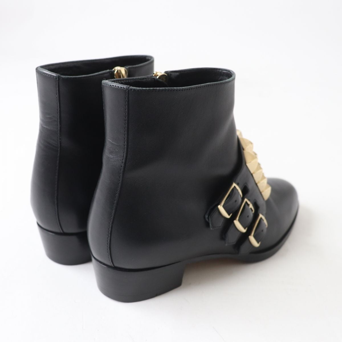 HERMES boots Main: Leather Black x Gold Metal Women 35.5