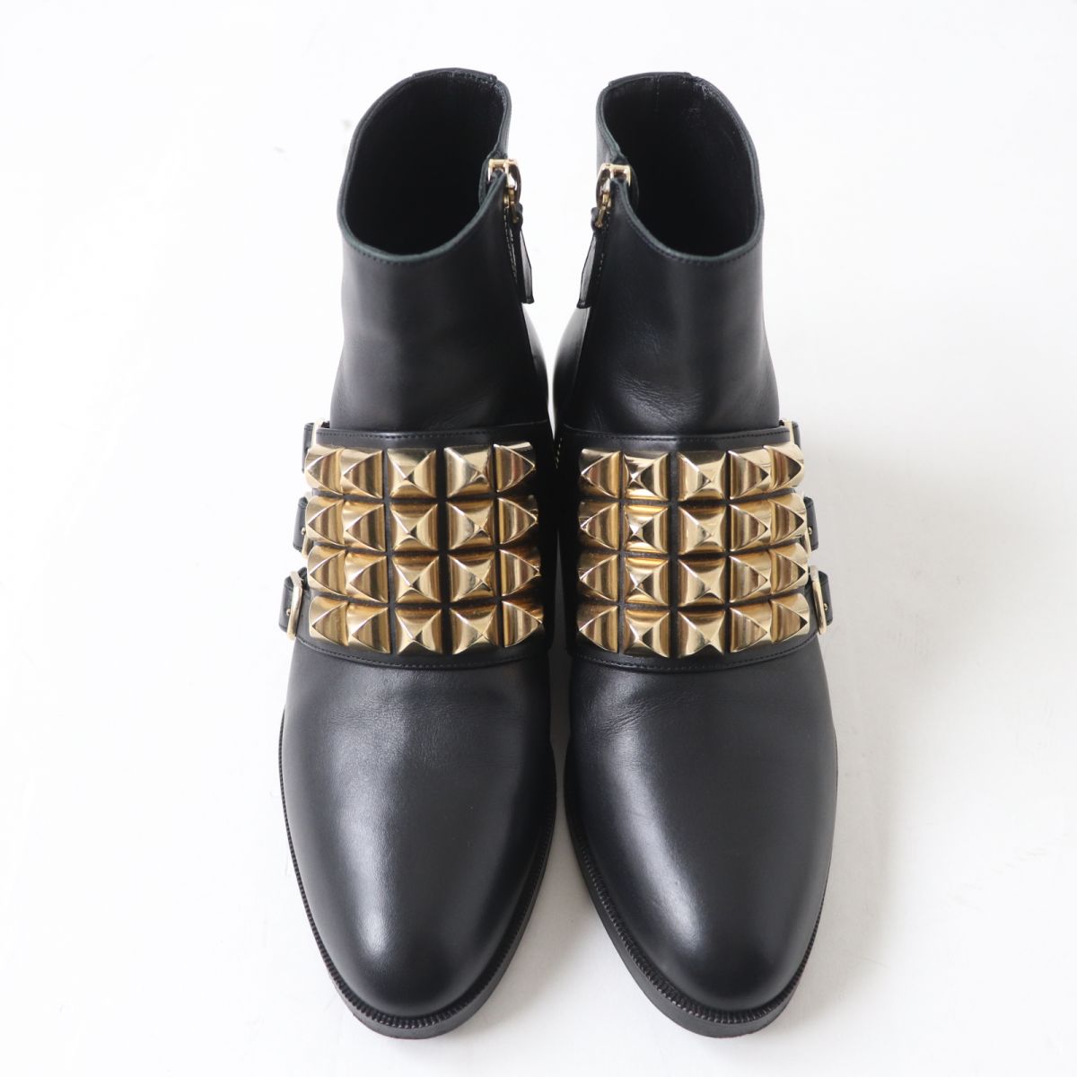 HERMES boots Main: Leather Black x Gold Metal Women 35.5