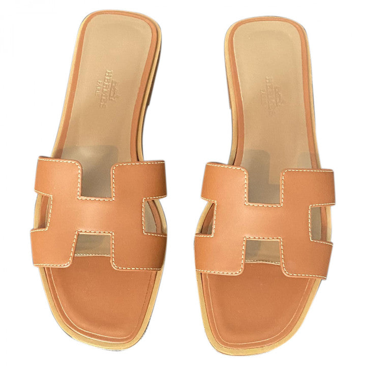 HERMÈS ORAN LEATHER SANDALS