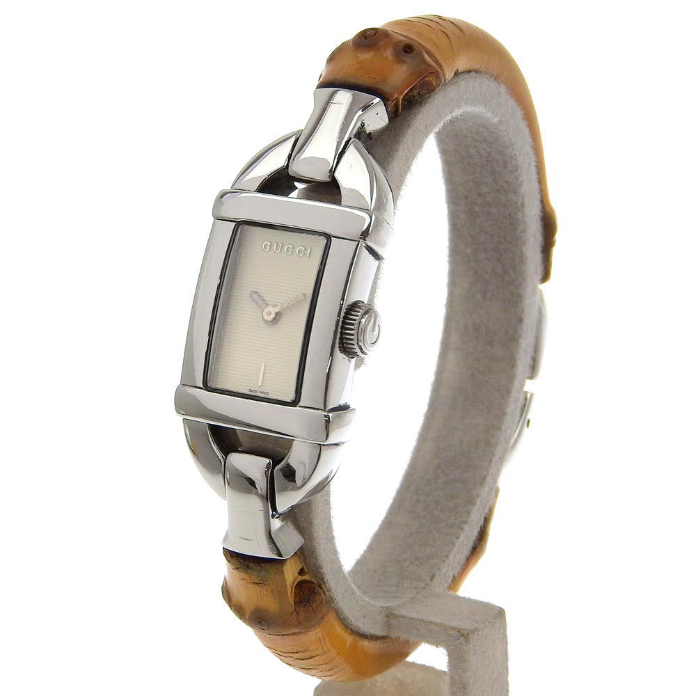 GUCCI Watches Quartz 6800L Stainless Steel, Bamboo beige Ivory dial Women