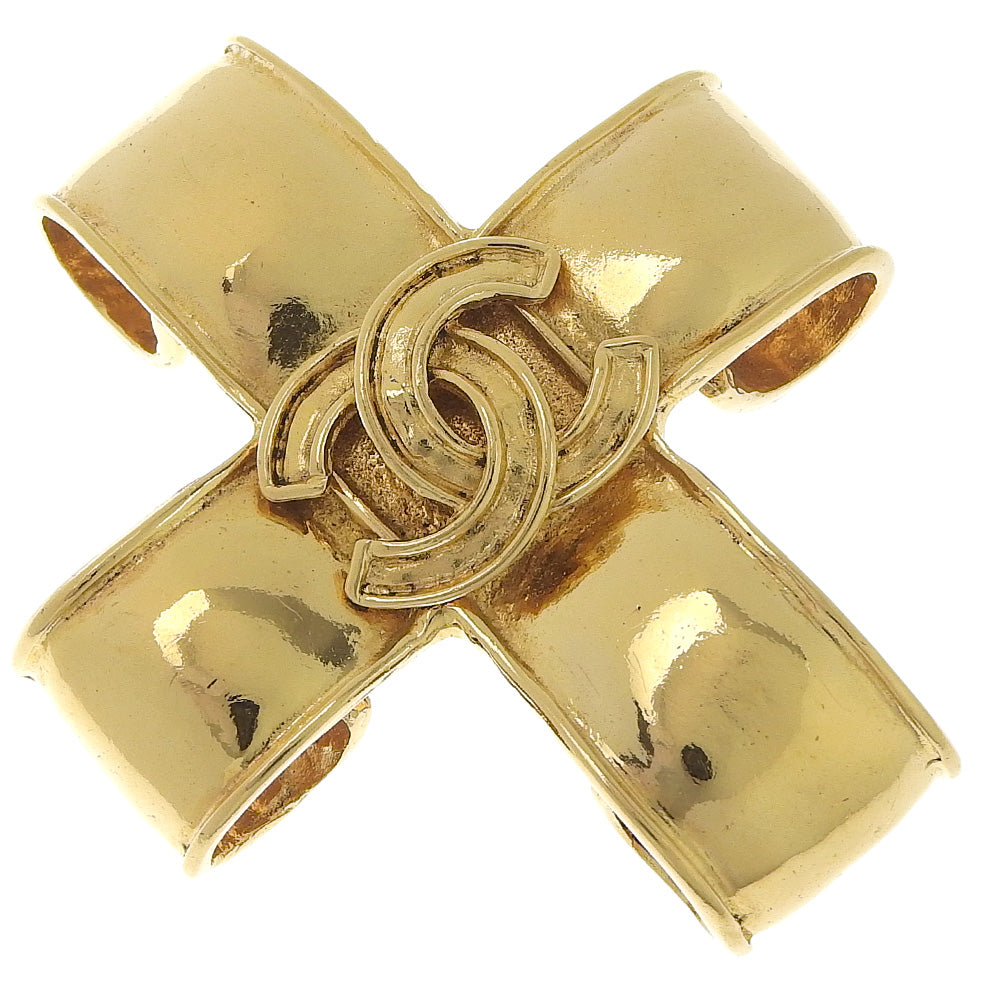 CHANEL Brooch Plated Gold gold vintage COCO Mark cross Women