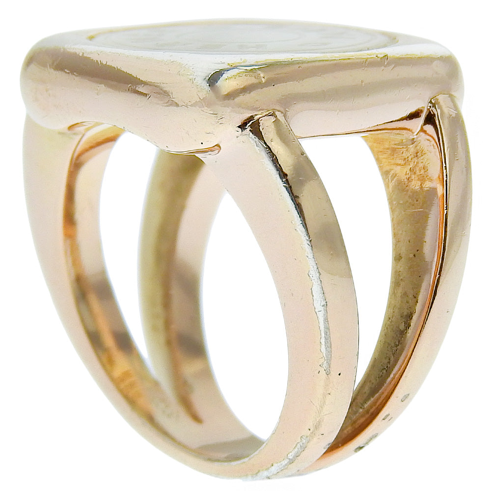 HERMES Ring Plated Gold, White Shell gold corozoserie