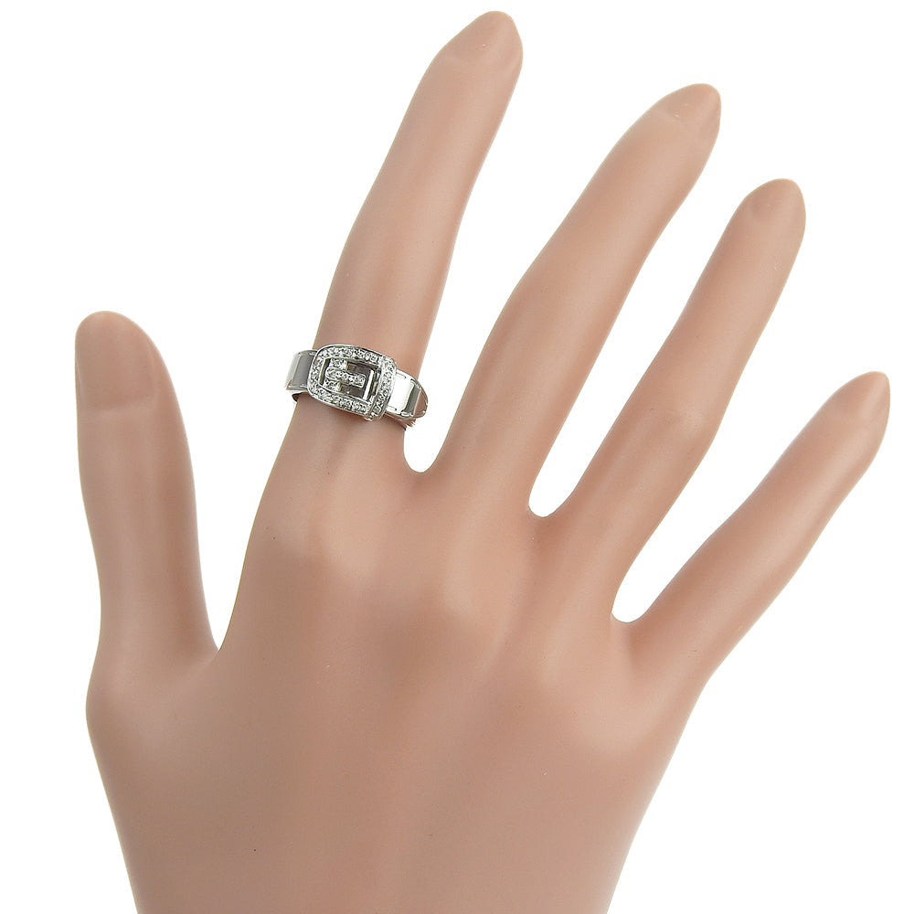 GUCCI Ring K18 White Gold, Diamond White gold belt ring Women 11