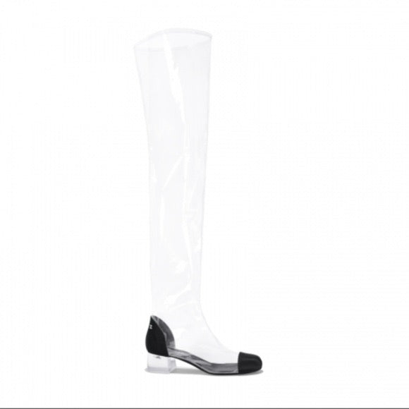 CHANEL CLEAR  PVC OVER THE KNEE BOOTS