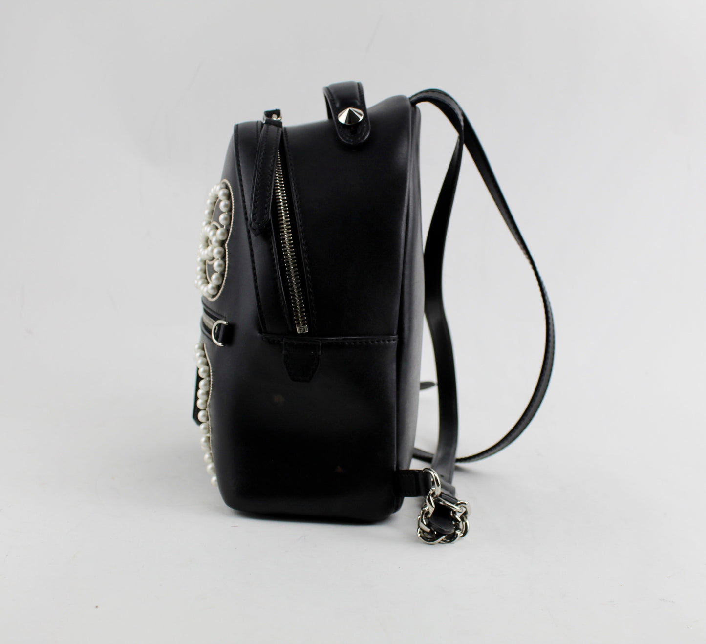 FENDI MINI PEARL BOW LEATHER BACKPACK
