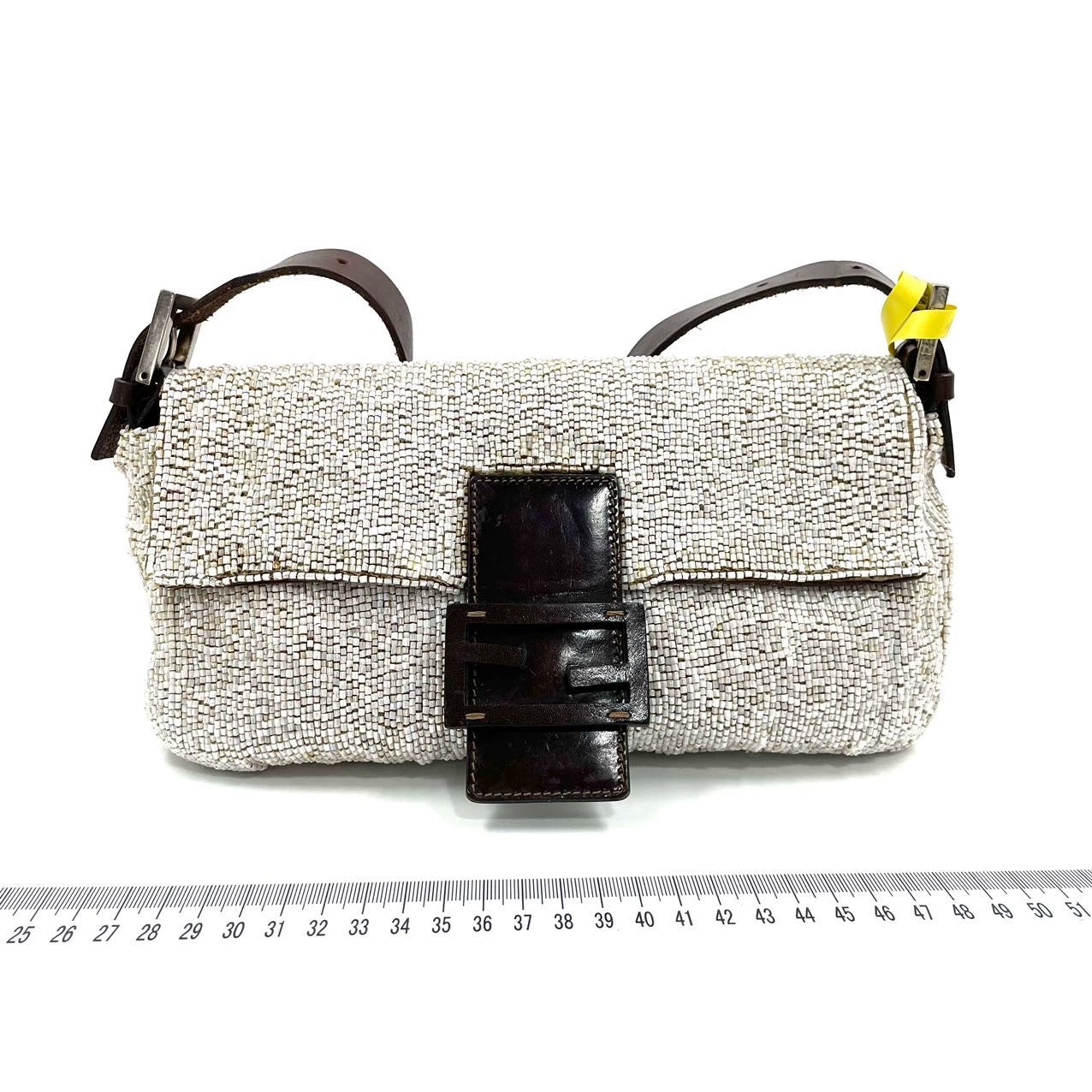 FENDI Baguette White beads