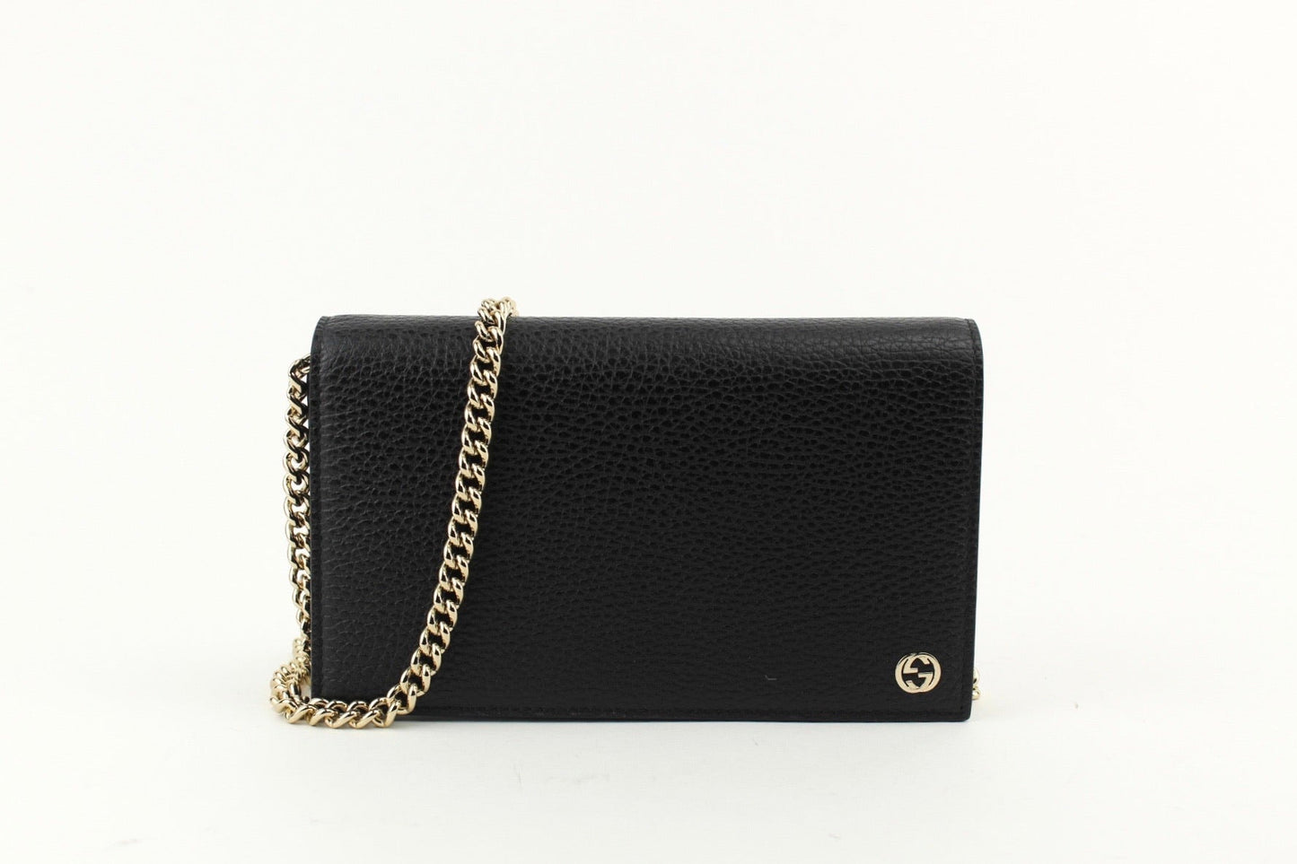 GUCCI GG MARMONT LEATHER CHAIN BAG BLACK