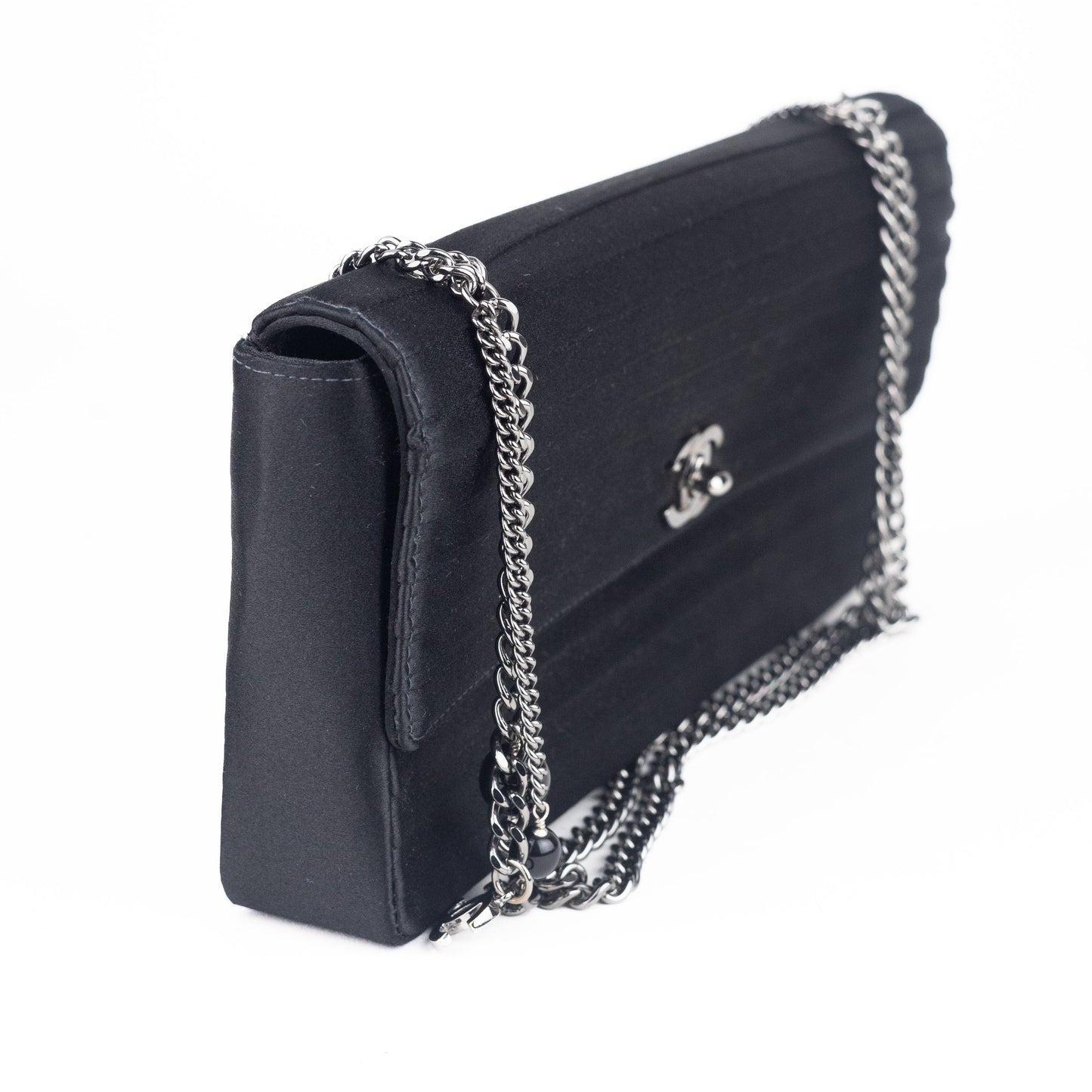 Chanel Black Satin East West Bag