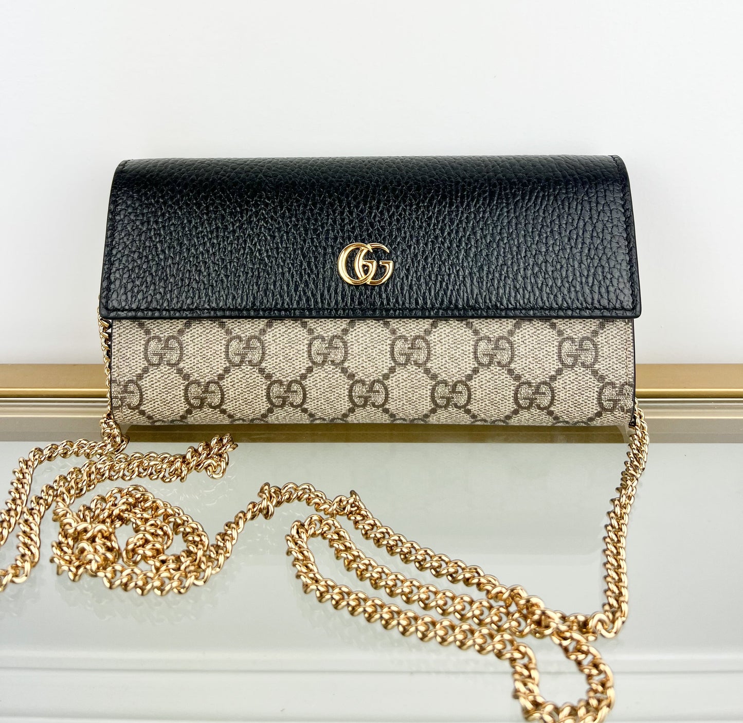 Gucci GG Marmont Chain Wallet in Black