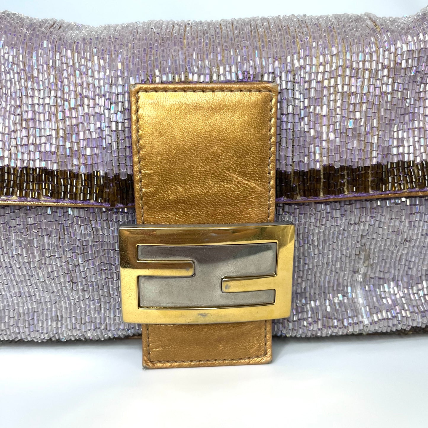 FENDI Baguette Glitter beads Lilac
