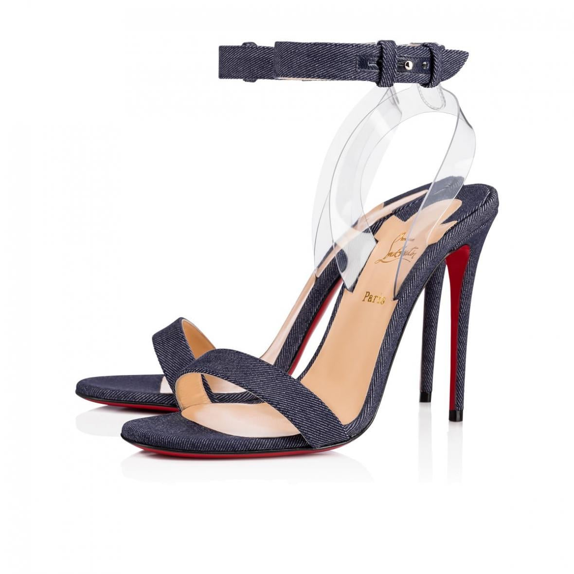 CHRISTIAN LOUBOUTIN JONATINA 100 DENIM PVC