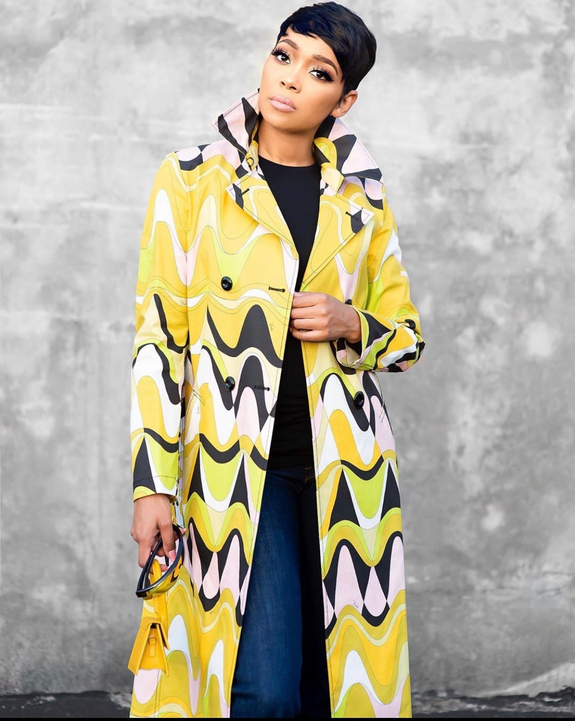 EMILIO PUCCI PRINTED COTTON-BLEND CANVAS TRENCH COAT SIZE US 8