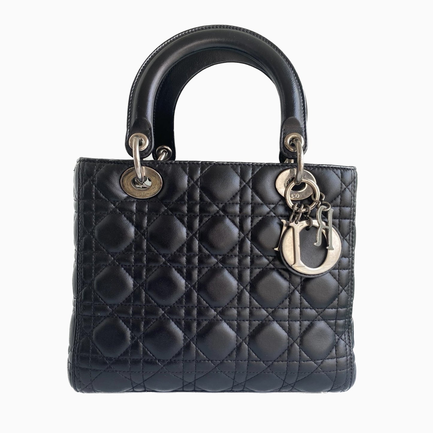 Lady Dior Black Medium Cannage Lambskin leather handbag