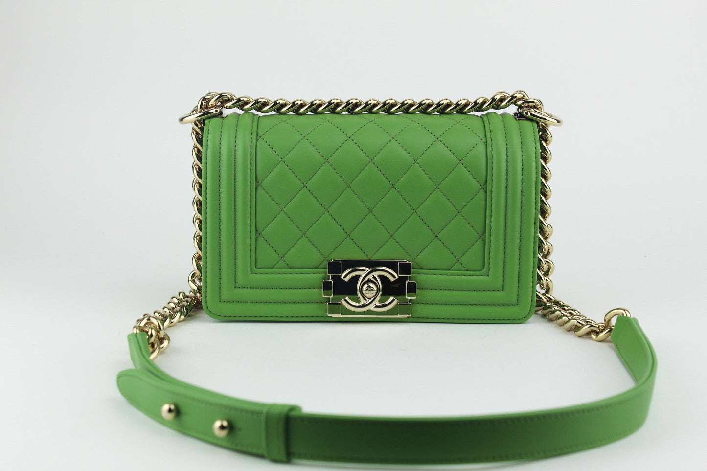 Chanel Small Lambskin Boy Bag Green