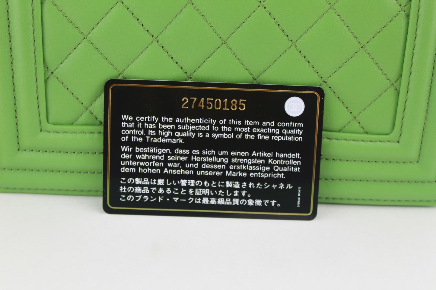 Chanel Small Lambskin Boy Bag Green