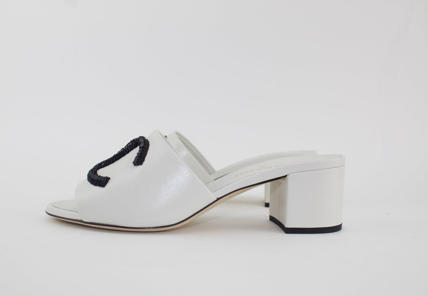 Chanel CC Logo Mule Block Heels