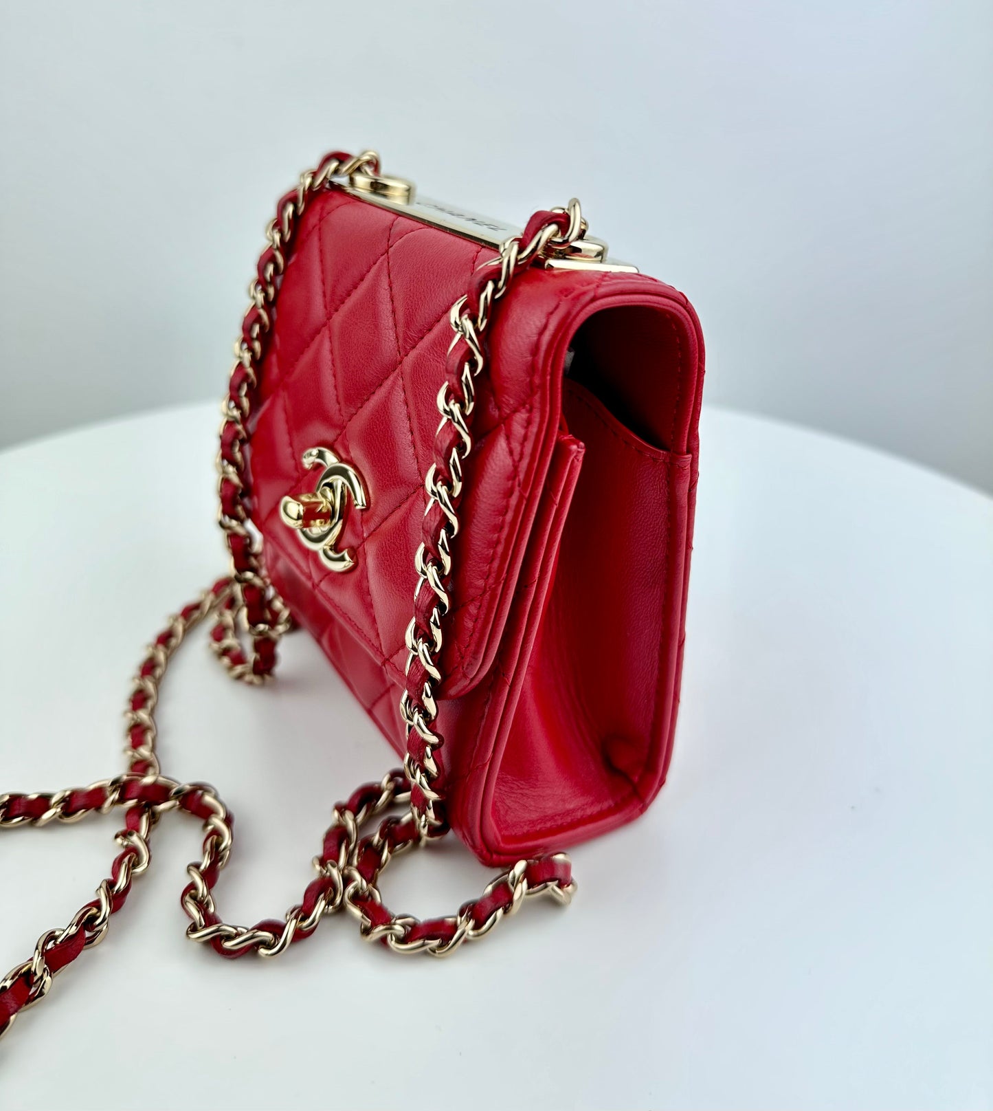 Chanel Lambskin Quilted Mini Trendy CC Clutch With Chain