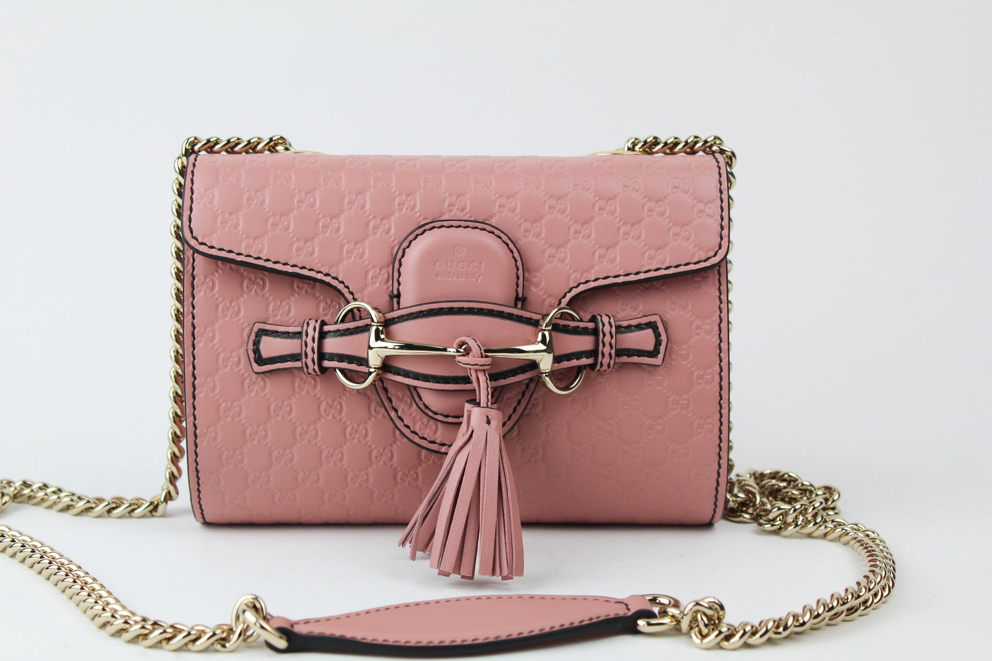 Gucci Emily Guccissima Mini Chain Shoulder Bag pink