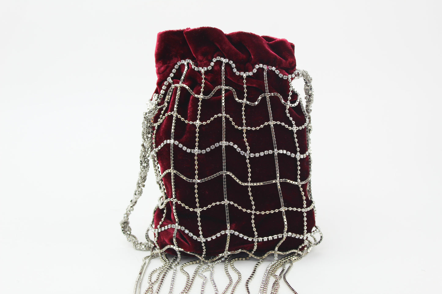 Dolce & Gabbana Velvet Burgundy Chain around clutch