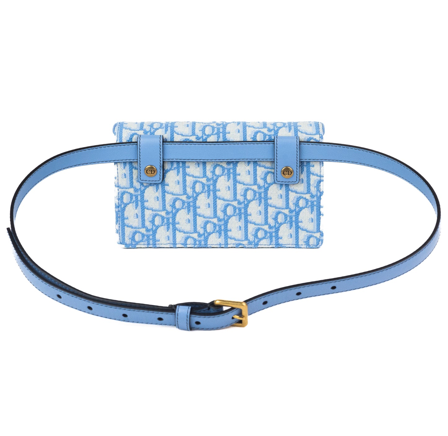 Dior Oblique Saddle Belt Bag light blue
