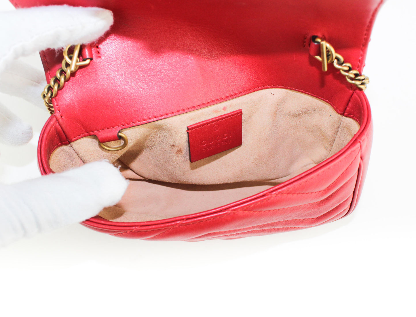 Gucci gg Marmont Leather Super Mini Bag Red