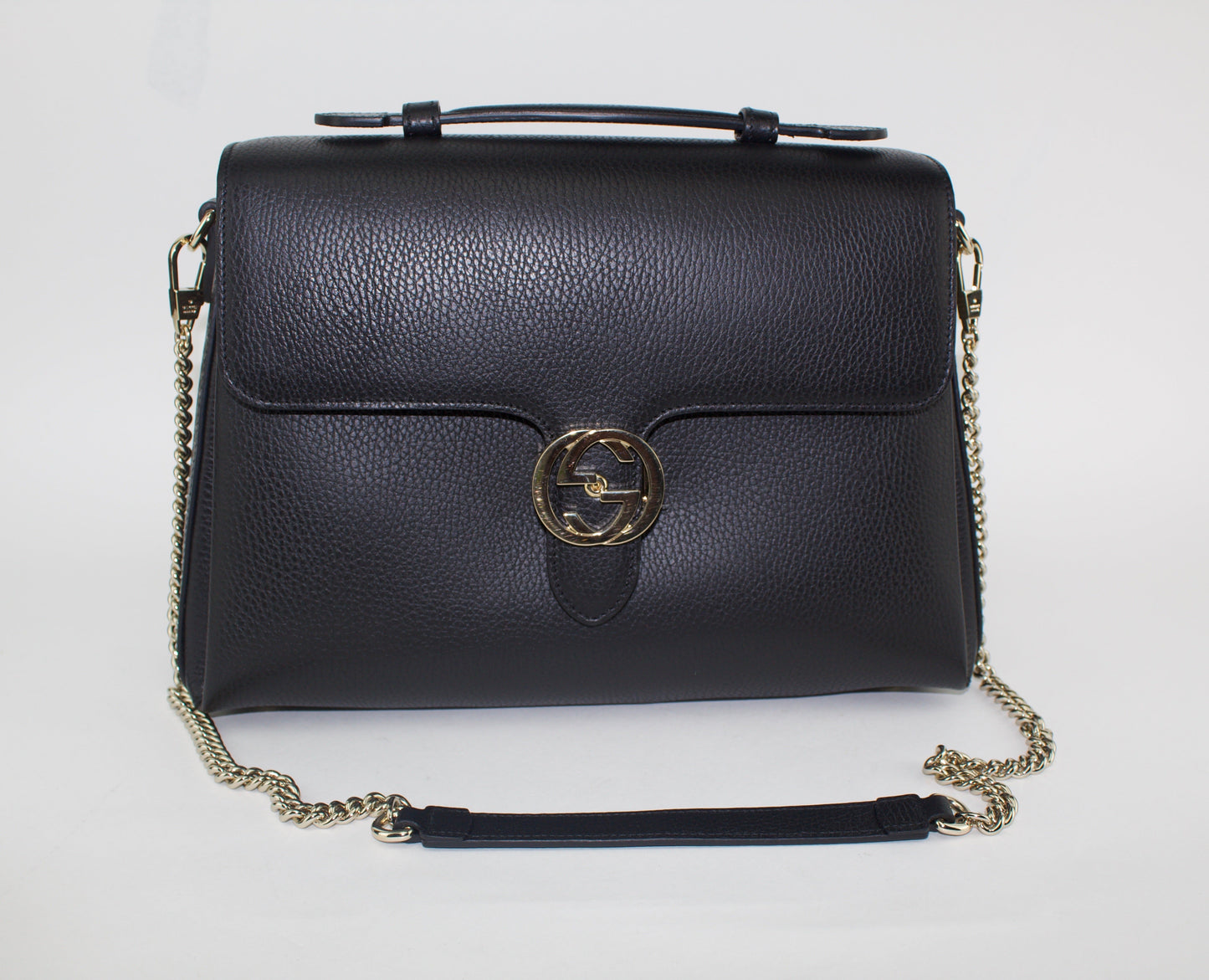 GUCCI DOLLAR CALFSKIN INTERLOCKING G TOP HANDLE SHOULDER BAG